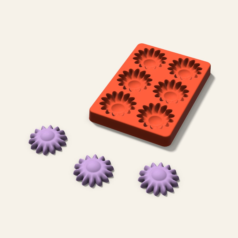 Sunflower Wax Melt Mold, 2 Inch, 6 Cavity, 3D render