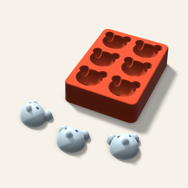 Bear Ice Mold, 1.5 Inch, 6 Cavity, 3D render