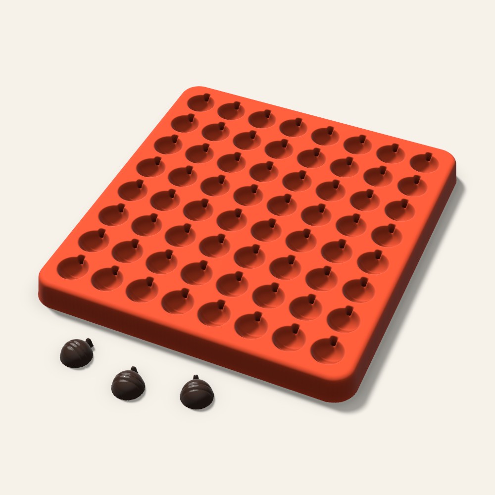 Ornament Gummy Mold, 0.5 Inch, 64 Cavity, 3D render