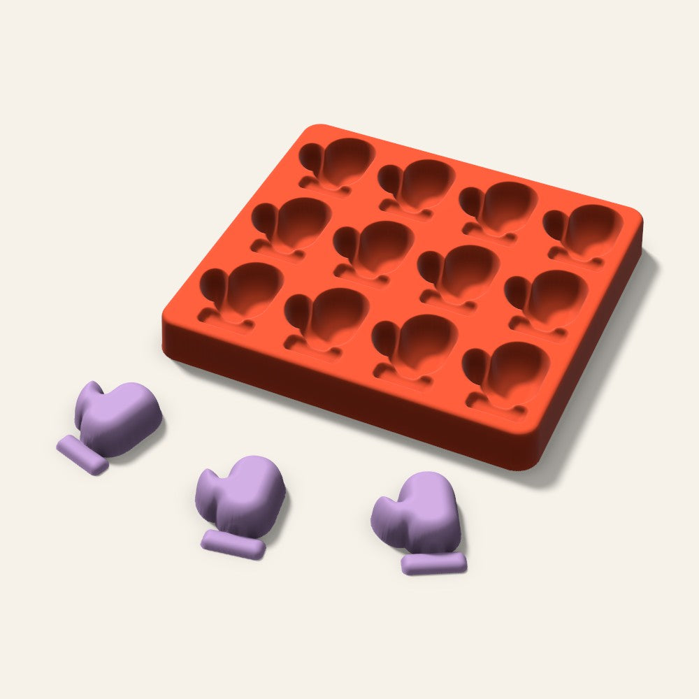 Mitten Wax Melt Mold, 1.5 Inch, 12 Cavity, 3D render