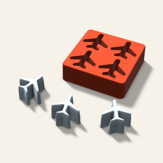 Airplane Ice Mold, 2 Inch, 4 Cavity, 3D render