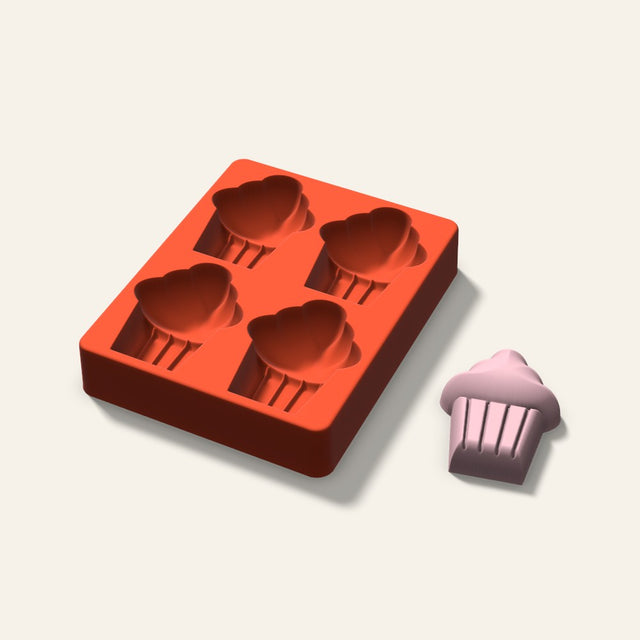 Cupcake Soap Mold, 3 Inch, 4 Cavity, 3D render