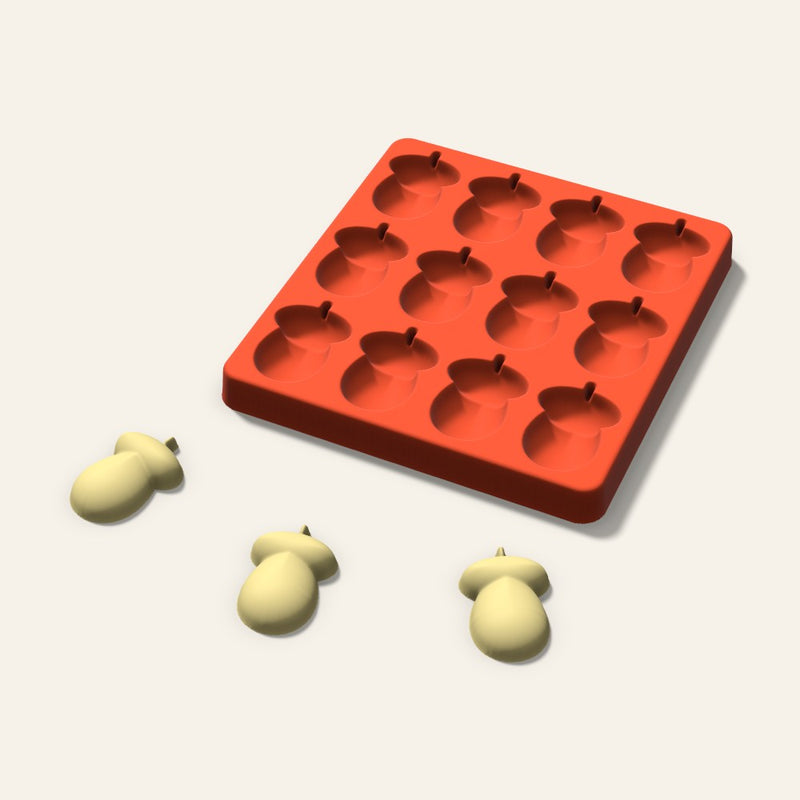 Acorn Butter Pat Mold, 1.75 Inch, 12 Cavity