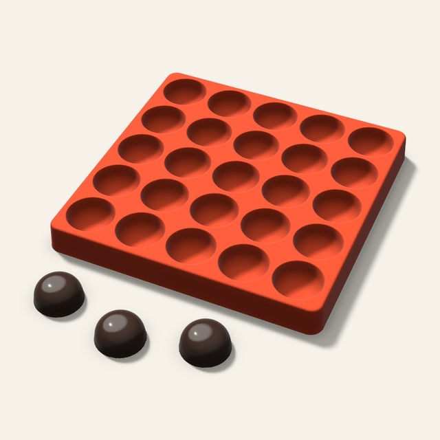 Dome Chocolate Mold, 1.25 Inch, 25 Cavity, 3D render