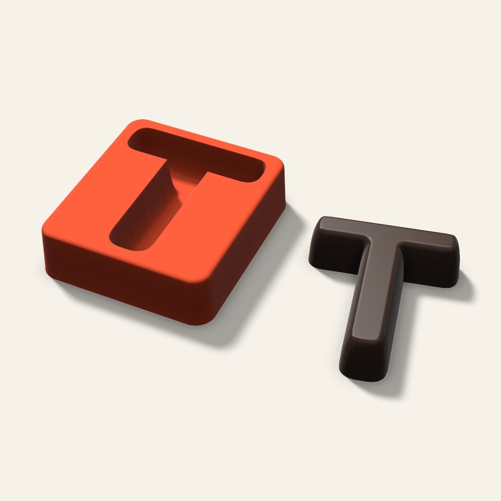 Letter T Mold, 3 Inch, 3D render