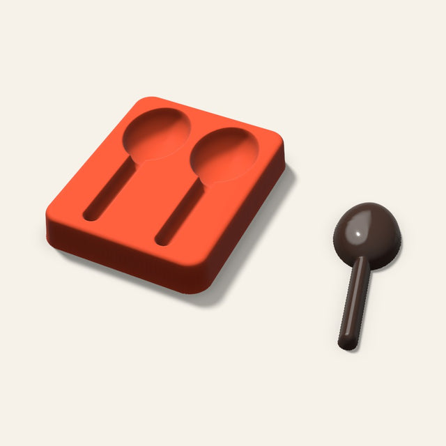 Chocolate Spoon Mold, 3 Inch, 2 Cavity, 3D render