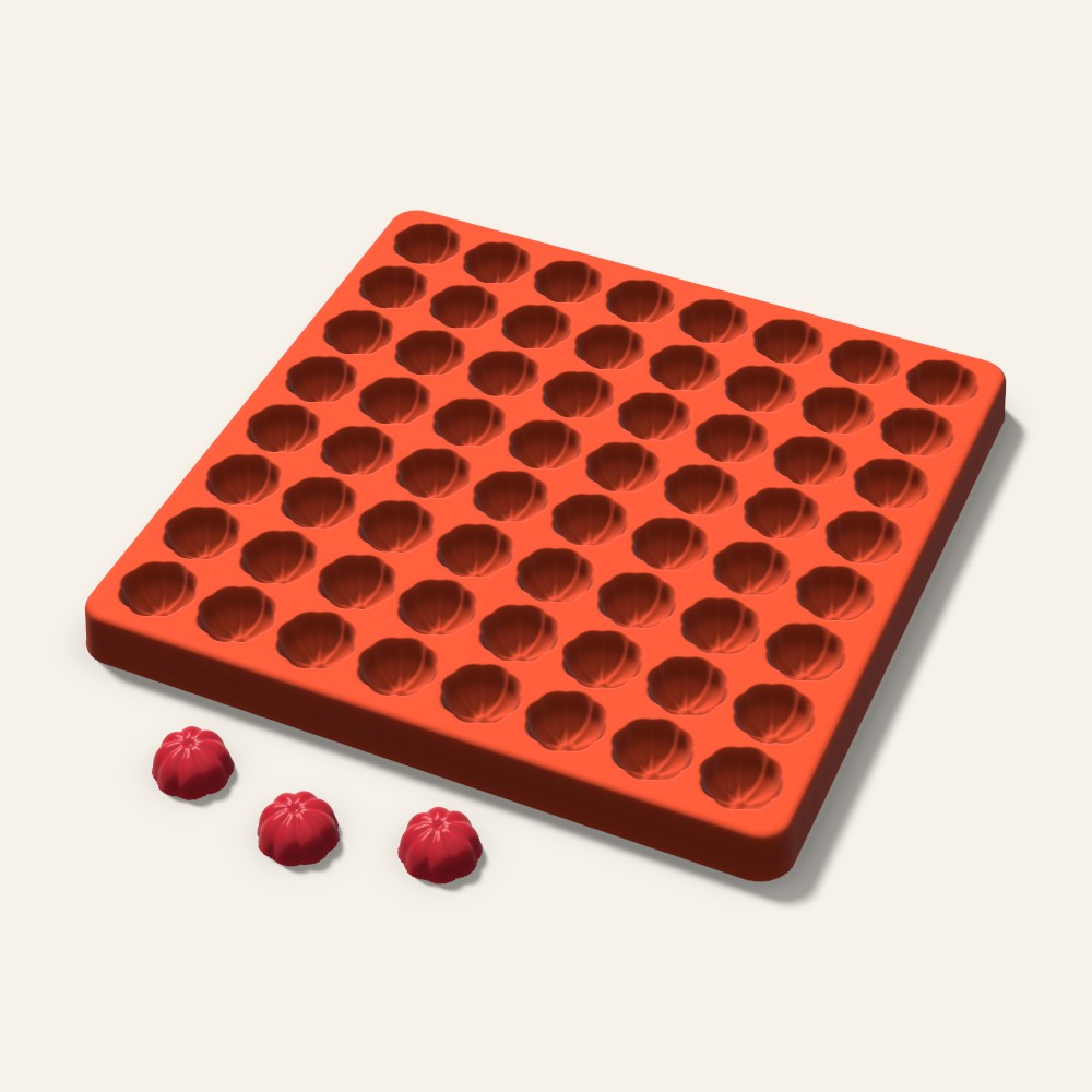 3D Pumpkin Candy Mold, 0.75 Inch, 64 Cavity, 3D render