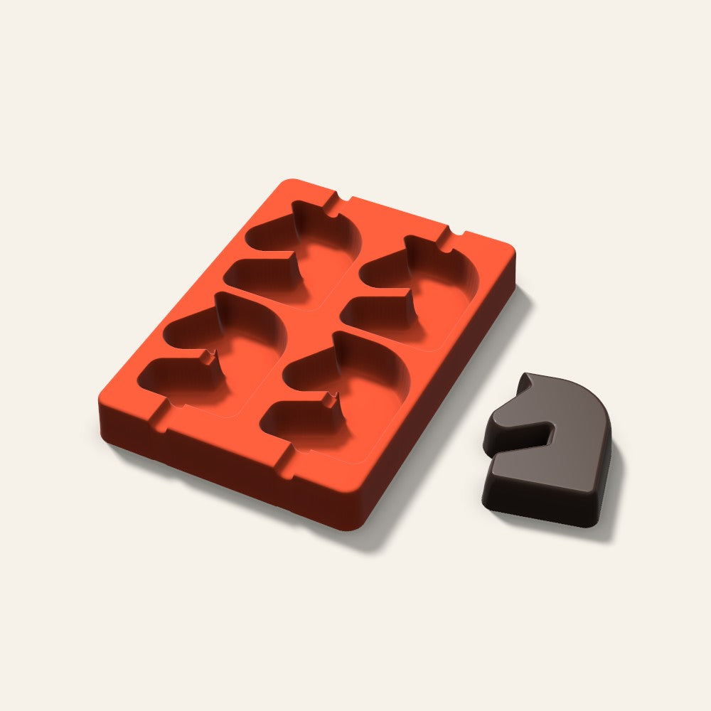 Chess Knight Cakesicle Mold, 3 Inch, 4 Cavity, 3D render