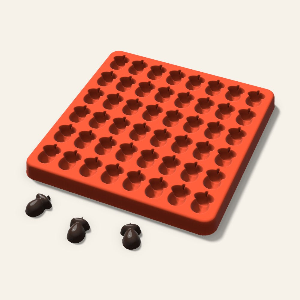 Acorn Gummy Mold, 0.75 Inch, 48 Cavity, 3D render