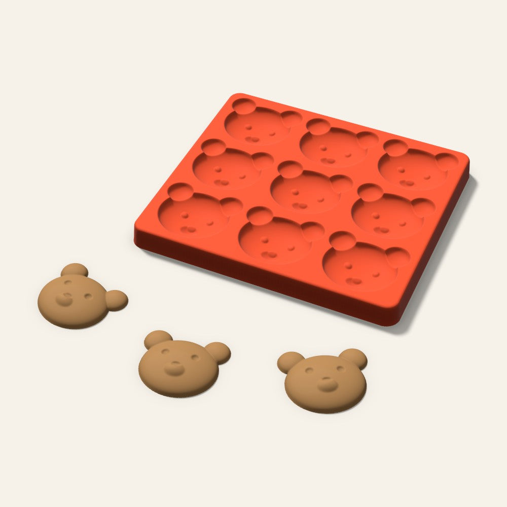 Bear Pet Treat Mold, 2 Inch, 9 Cavity, 3D render