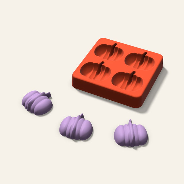 Pumpkin Wax Melt Mold, 1.5 Inch, 4 Cavity, 3D render