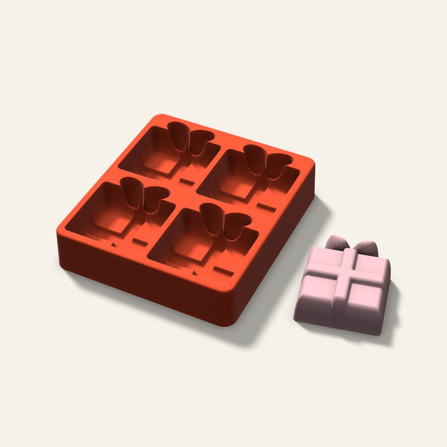 Gift Box Soap Mold, 2.5 Inch, 4 Cavity, 3D render
