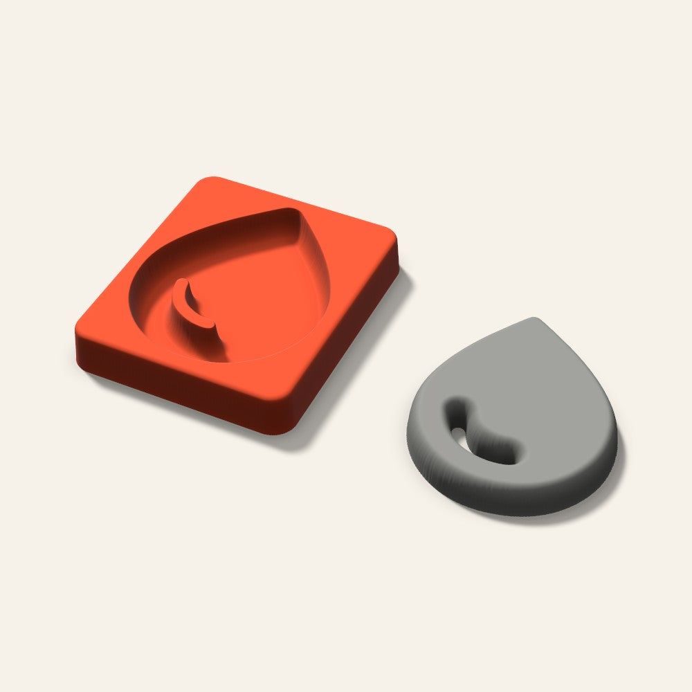 Water Drop Plaster Ornament Mold, 3.5 Inch, 3D render
