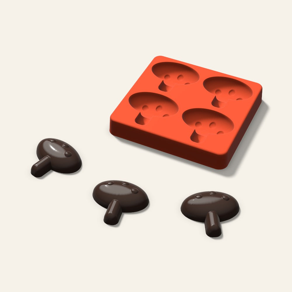 Mushroom Chocolate Mold, 2 Inch, 4 Cavity, 3D render
