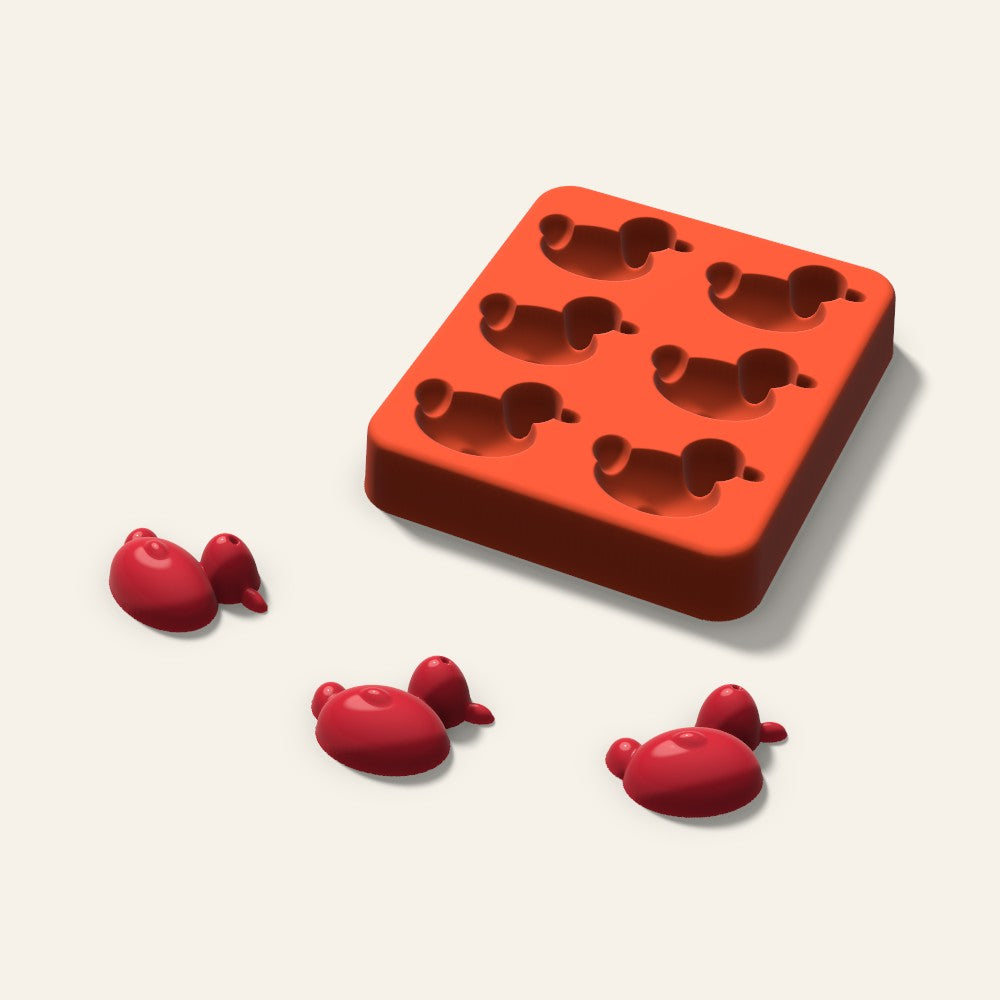 Duck Candy Mold, 1.25 Inch, 6 Cavity, 3D render