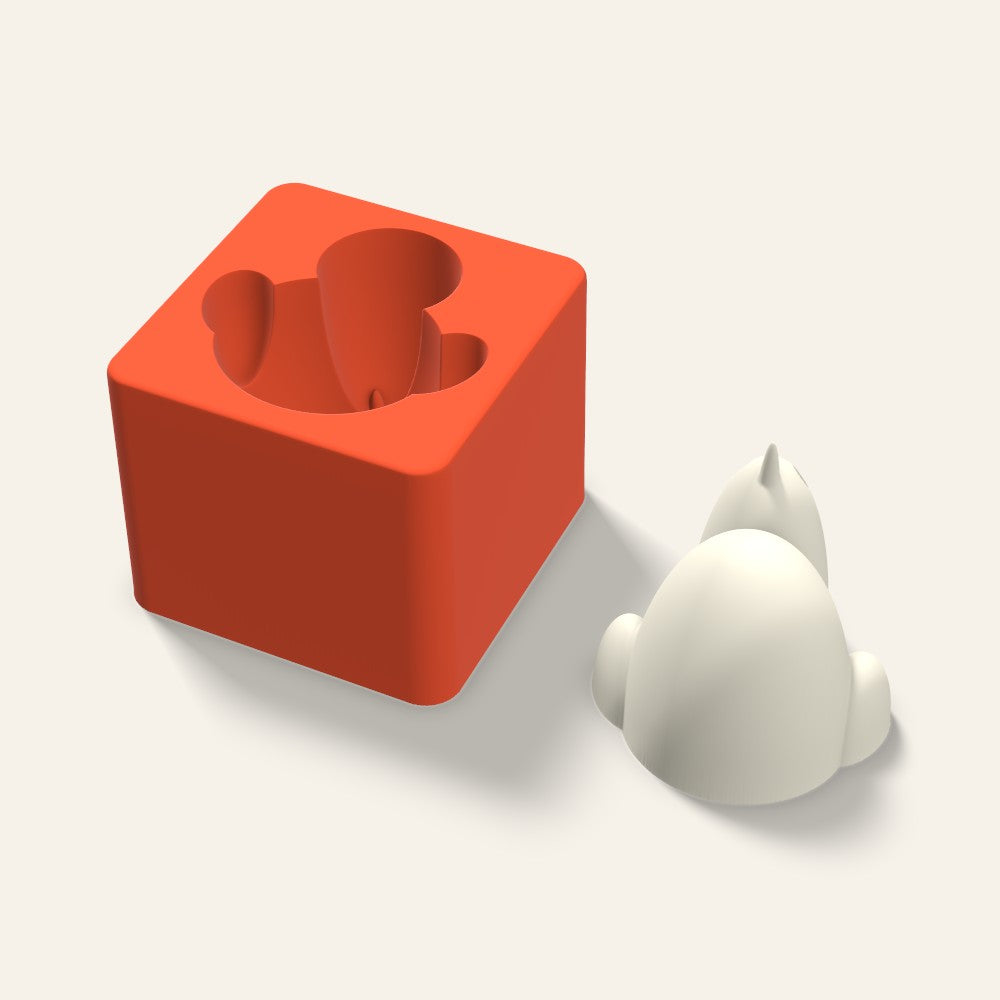 Chick Candle Mold, 3 x 2.5 Inch, 3D render