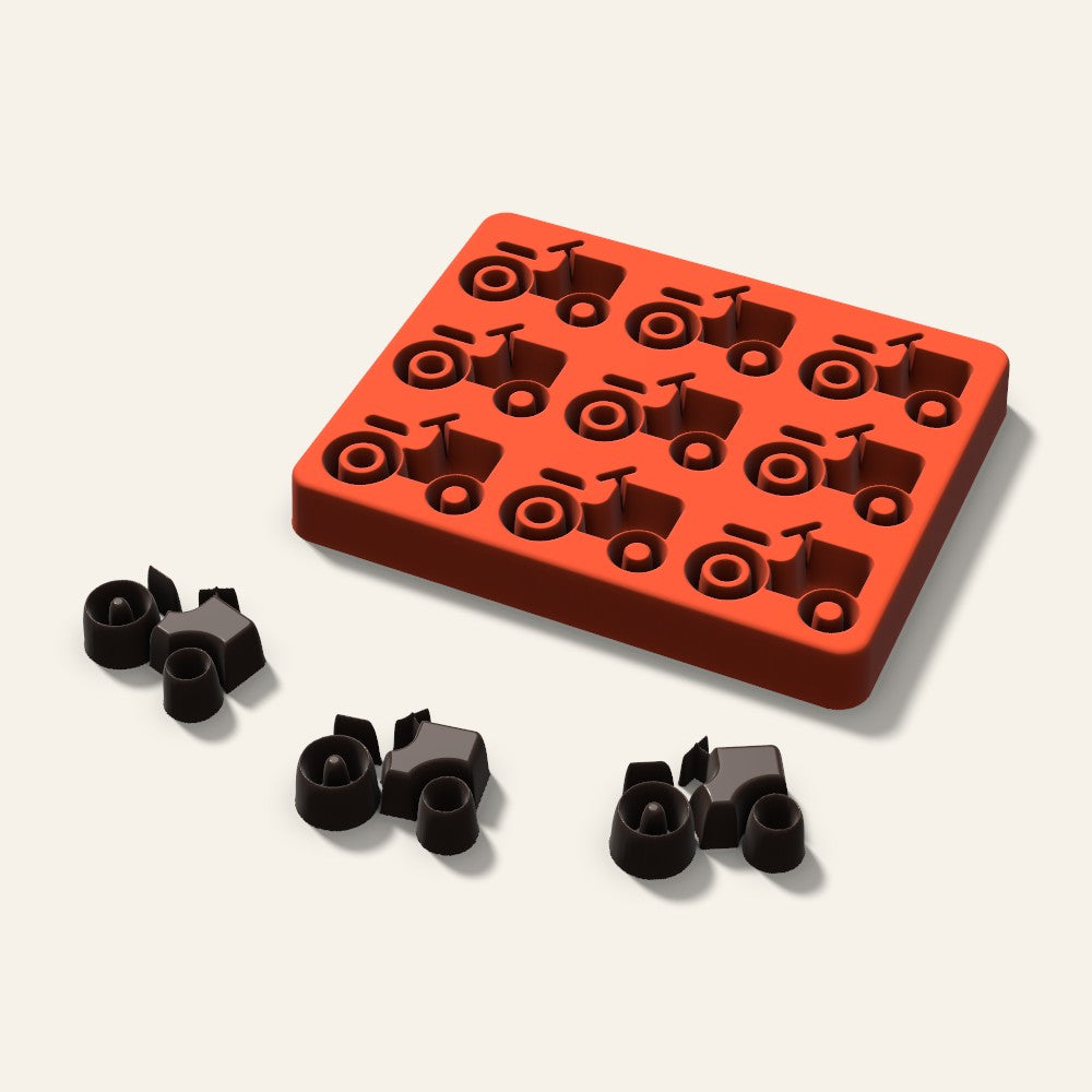 Tractor Chocolate Mold, 1.75 Inch, 9 Cavity, 3D render