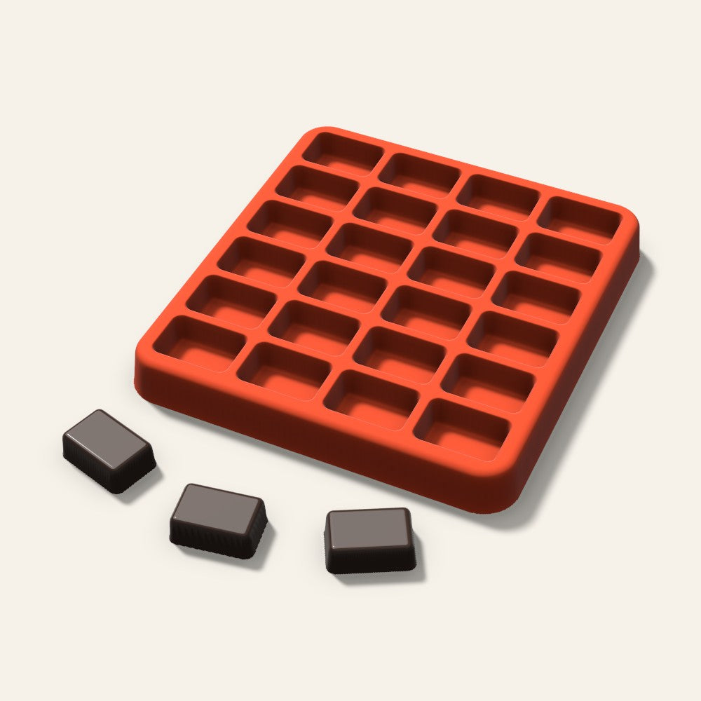 Rounded Rectangle Gummy Mold, 0.75 Inch, 24 Cavity, 3D render