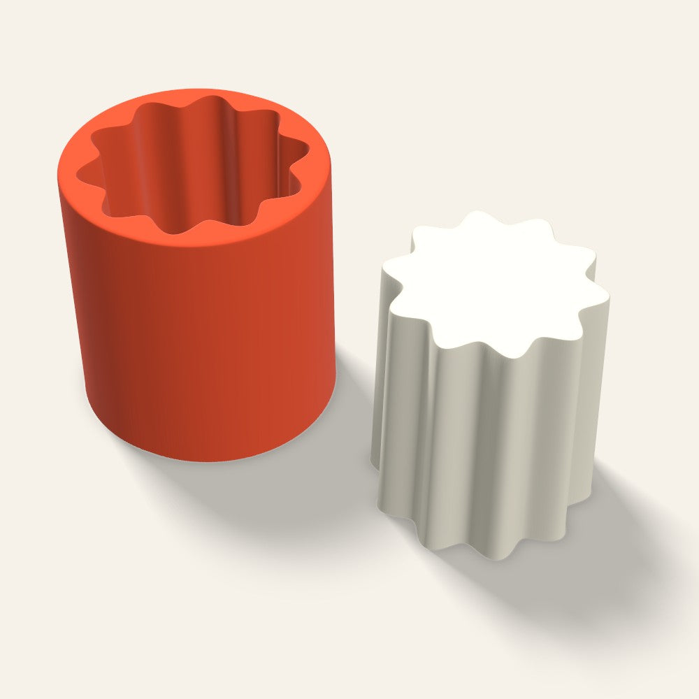 Fluted Pillar Candle Mold, 3.5 x 4 Inch, 3D render