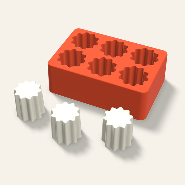 Fluted Pillar Votive Candle Mold, 1.5 x 1.5 Inch, 6 Cavity, 3D render