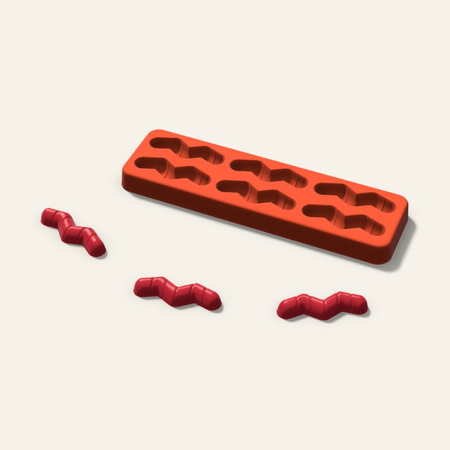 Gummy Worm Mold, 2 Inch, 6 Cavity, 3D render