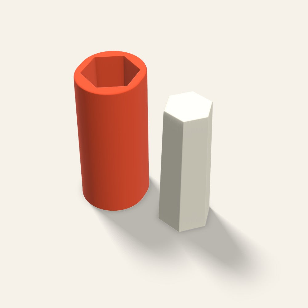 Hexagon Pillar Candle Mold, 2 x 5 Inch, 3D render