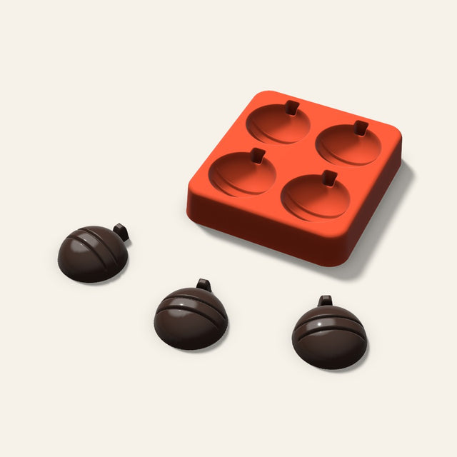 Ornament Candy Mold, 1.25 Inch, 4 Cavity, 3D render