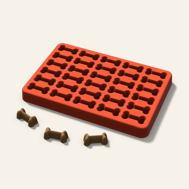 Dog Bone Pet Treat Mold, 1 Inch, 30 Cavity, 3D render