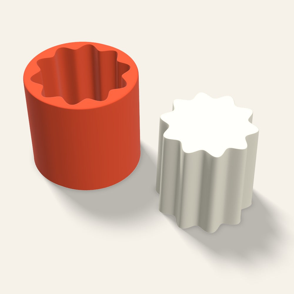 Fluted Pillar Candle Mold, 4 x 4 Inch, 3D render