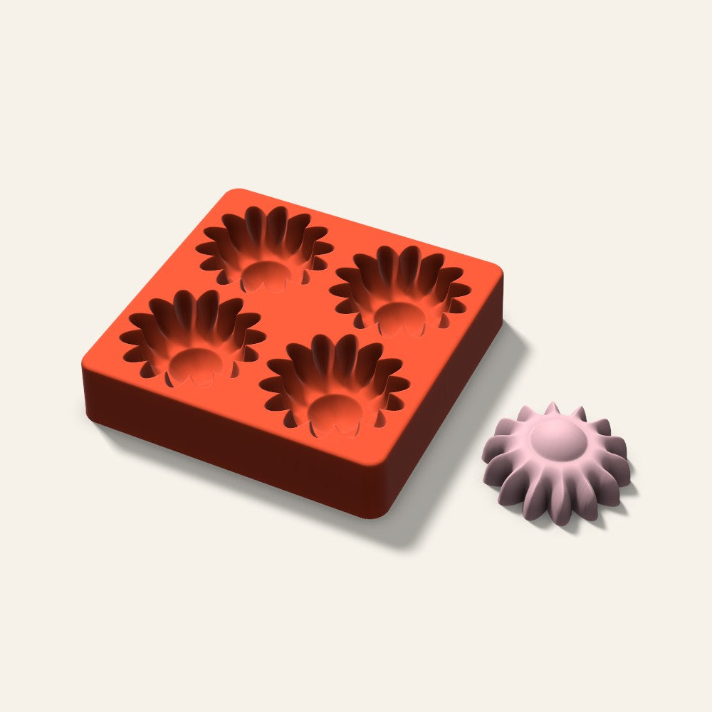Sunflower Soap Mold, 2.5 Inch, 4 Cavity, 3D render