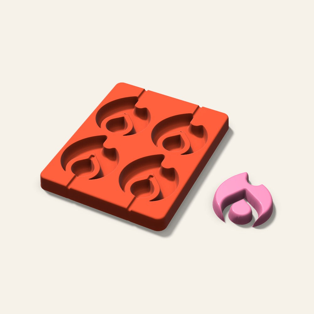 Flame Lollipop Mold, 2.5 Inch, 4 Cavity, 3D render