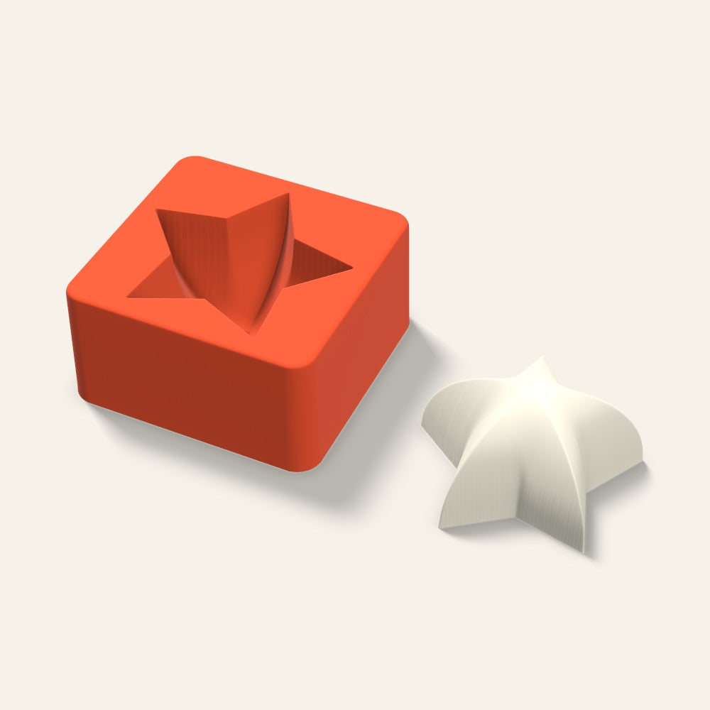 Puffy Star Candle Mold, 3 x 1.5 Inch, 3D render