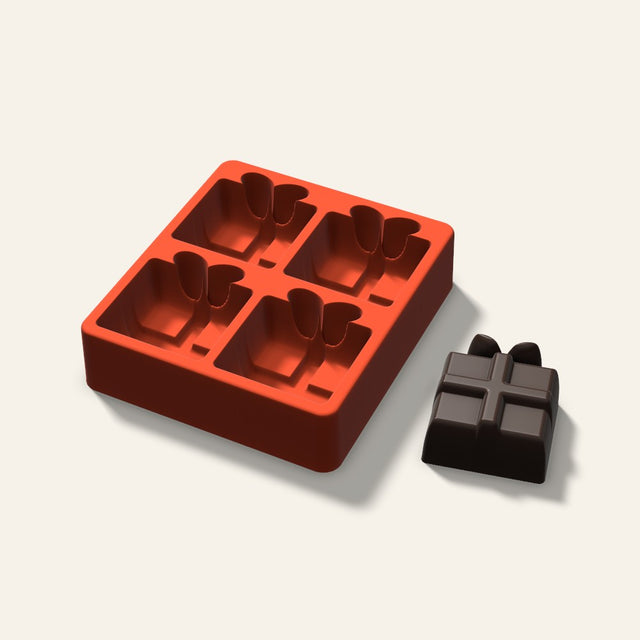 Gift Box Mini Cake Mold, 2.5 Inch, 4 Cavity, 3D render