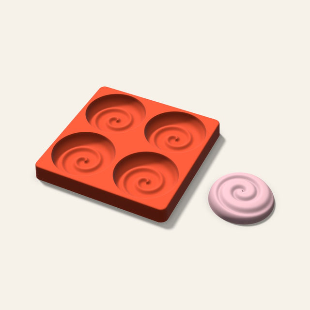 Swirl Soap Mold, 3 Inch, 4 Cavity, 3D render
