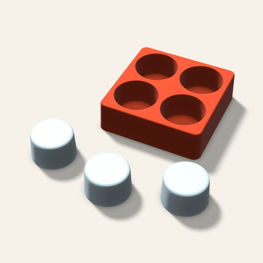 Round Ice Mold, 2 Inch, 4 Cavity, 3D render
