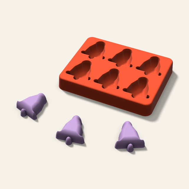Bell Wax Melt Mold, 1.5 Inch, 6 Cavity, 3D render