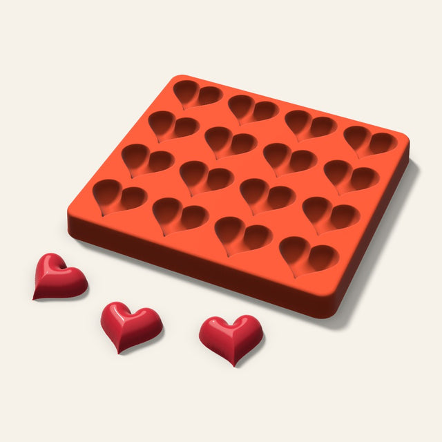 Puffy Heart Candy Mold, 1.25 Inch, 16 Cavity, 3D render
