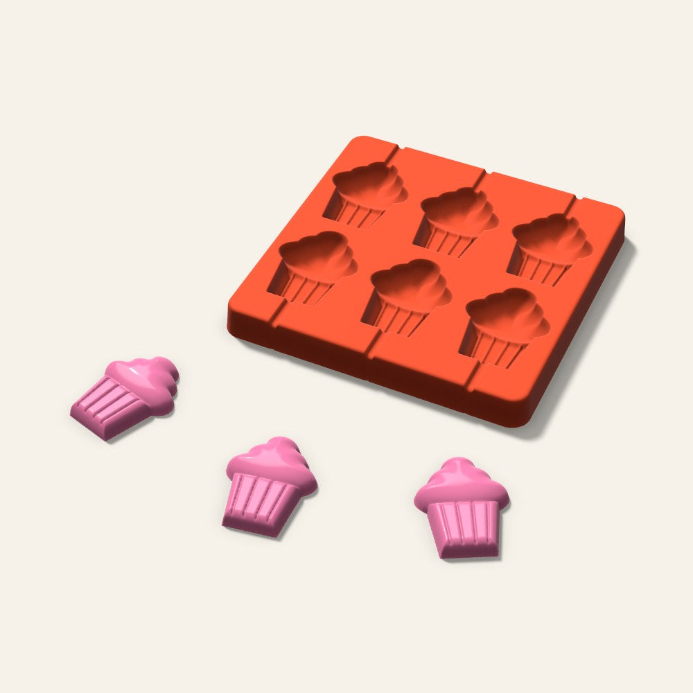 Cupcake Lollipop Mold, 2 Inch, 6 Cavity, 3D render
