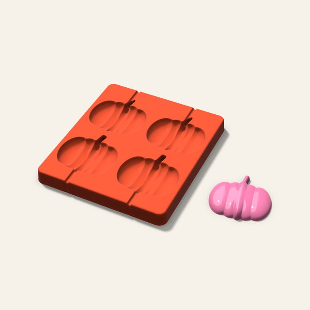 Pumpkin Lollipop Mold, 2.5 Inch, 4 Cavity, 3D render