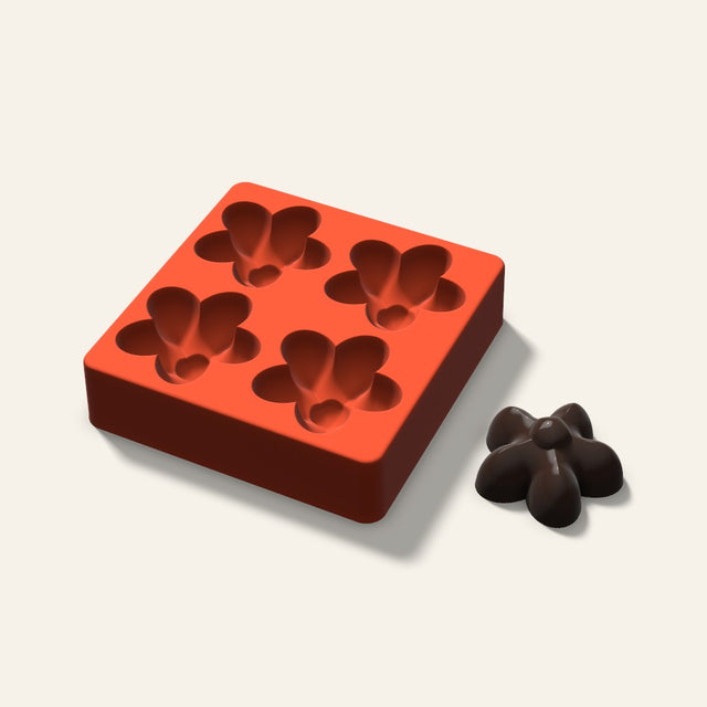 Flower Mini Cake Mold, 2.5 Inch, 4 Cavity, 3D render