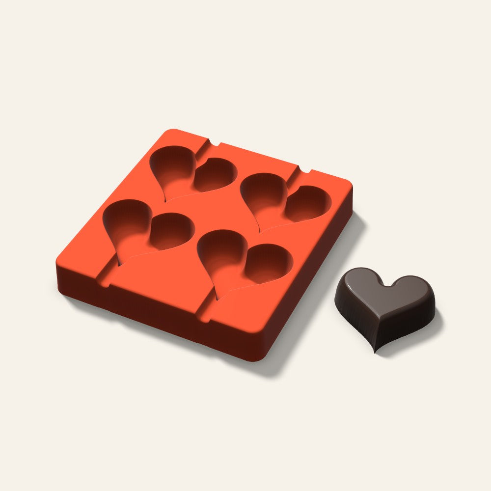 Heart Cakesicle Mold, 2.5 Inch, 4 Cavity, 3D render