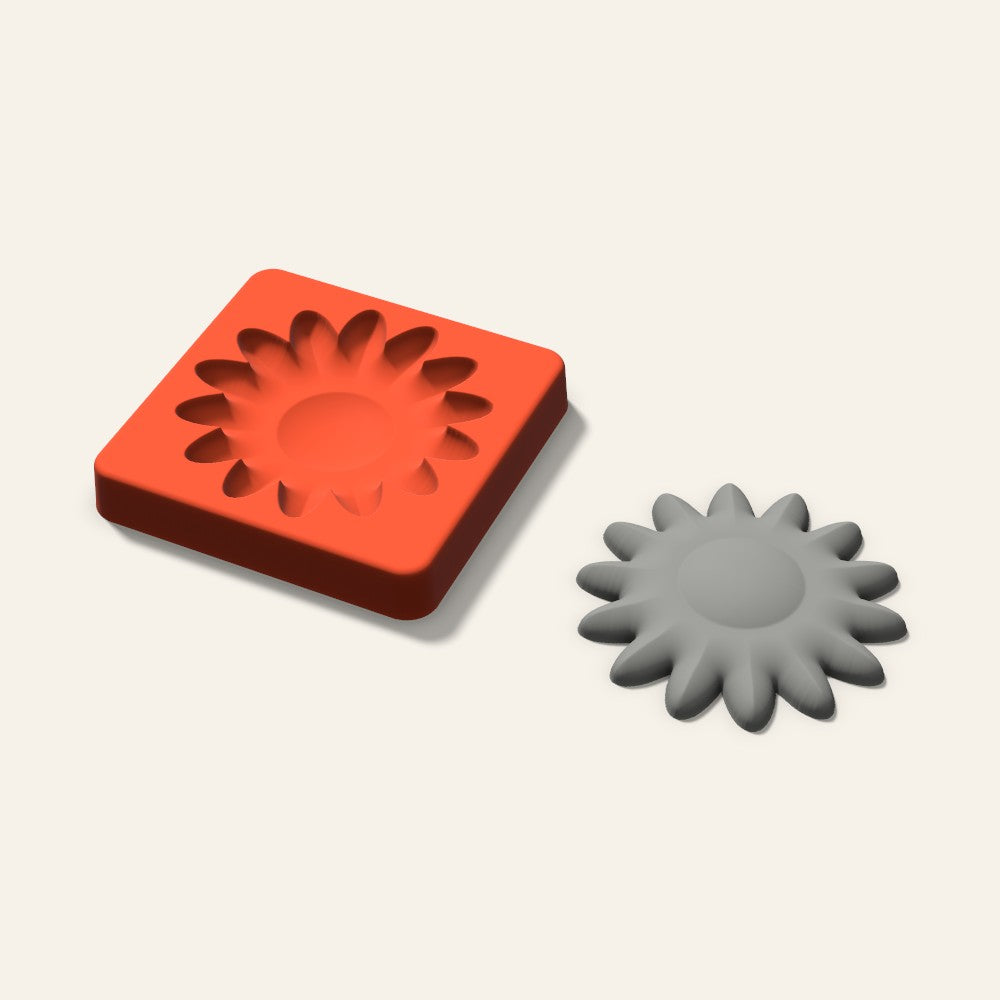Sunflower Plaster Ornament Mold, 3.5 Inch, 3D render