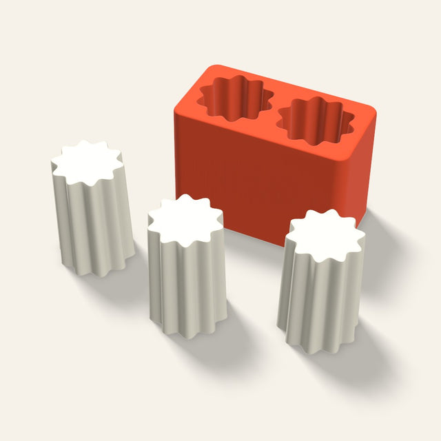 Fluted Pillar Votive Candle Mold, 2 x 3 Inch, 2 Cavity, 3D render