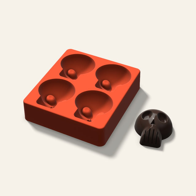 Skull Mini Cake Mold, 2.5 Inch, 4 Cavity, 3D render