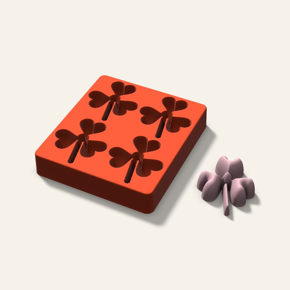 Shamrock Soap Mold, 3 Inch, 4 Cavity, 3D render