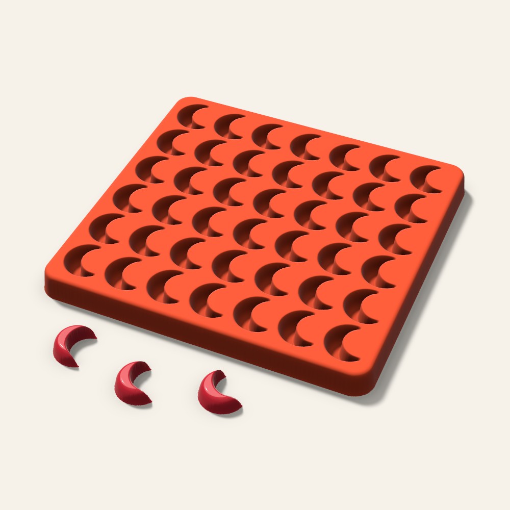Crescent Moon Gummy Mold, 0.75 Inch, 42 Cavity, 3D render