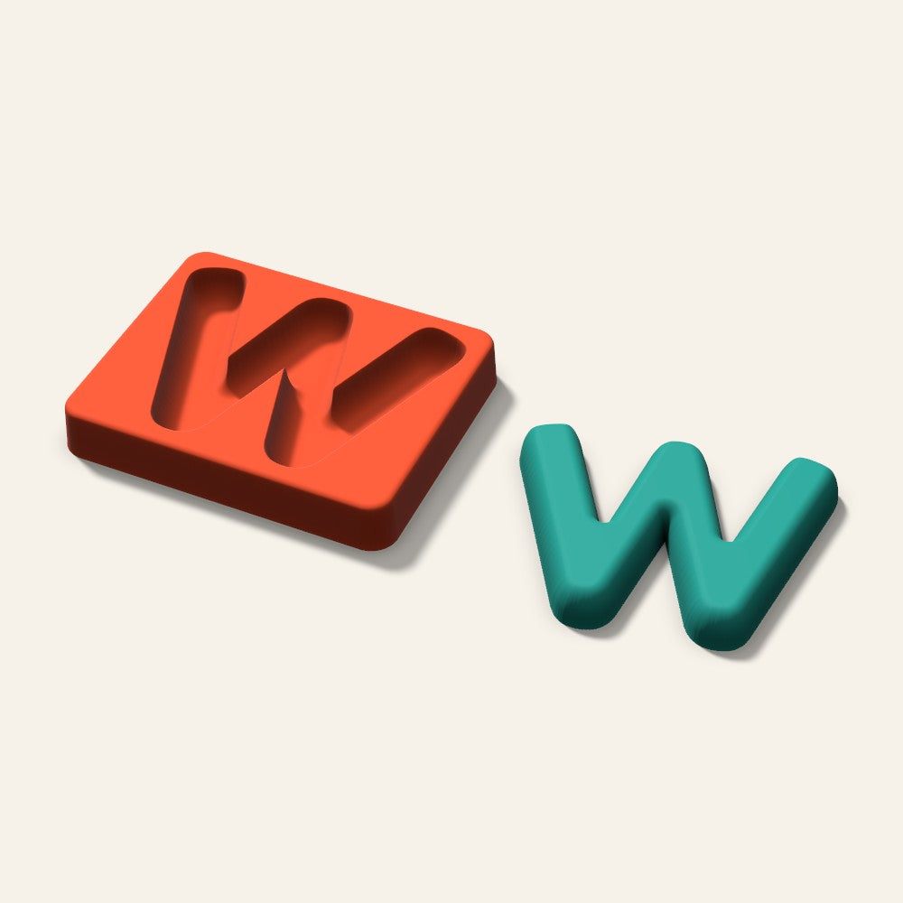Letter W Freshie Mold, 4 Inch, 3D render