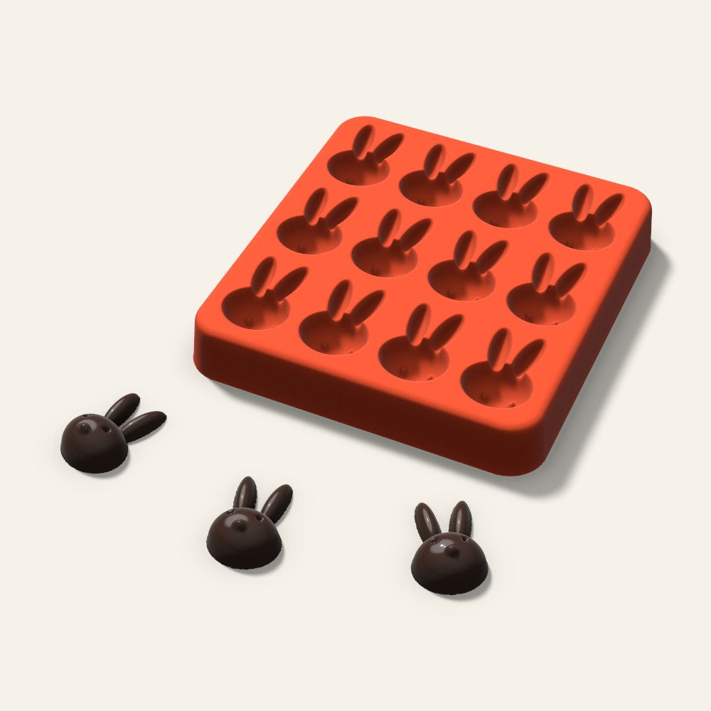 Bunny Candy Mold, 1 Inch, 12 Cavity, 3D render