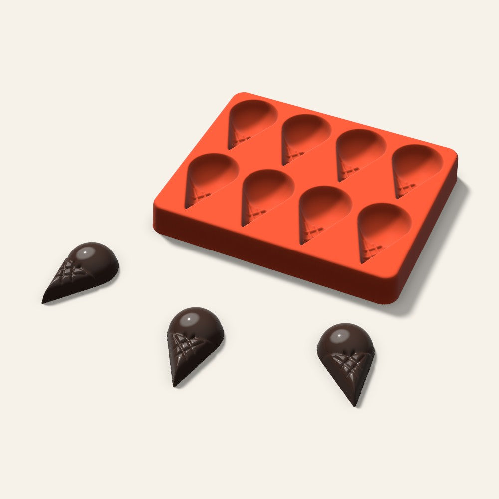 Ice Cream Cone Chocolate Mold, 2 Inch, 8 Cavity, 3D render