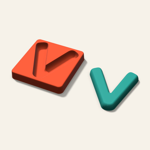 Letter V Freshie Mold, 4 Inch, 3D render